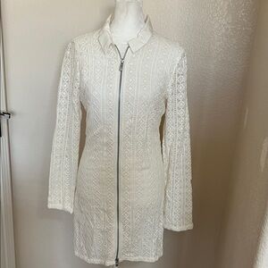 AVEC LES FILLES Ivory Lace Zip cotton Dress 8